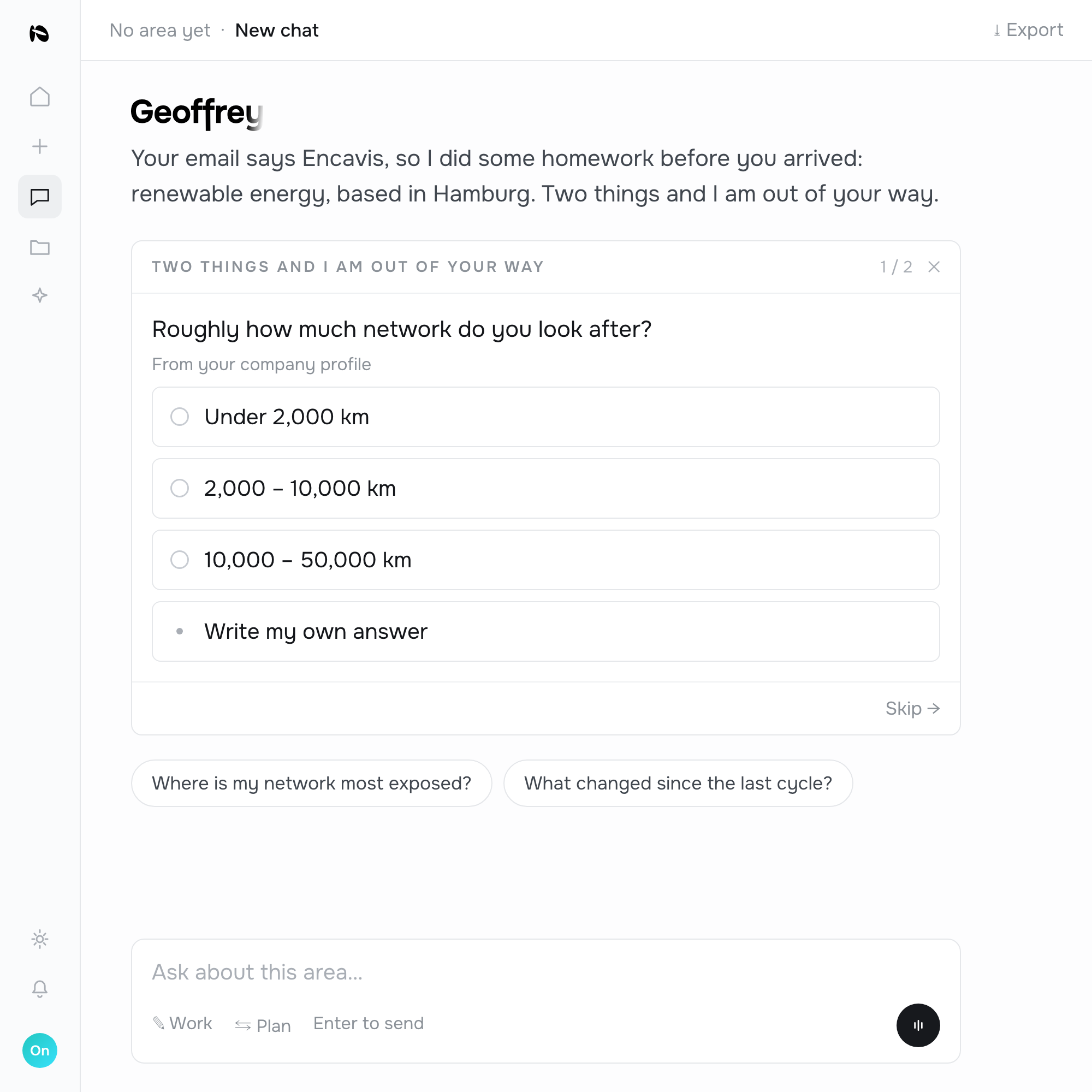 Operator input — asset register